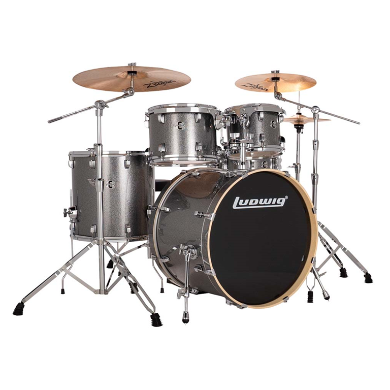 Ludwig Element Evolution 5-piece Complete Drum Set with Cymbals – Platinum