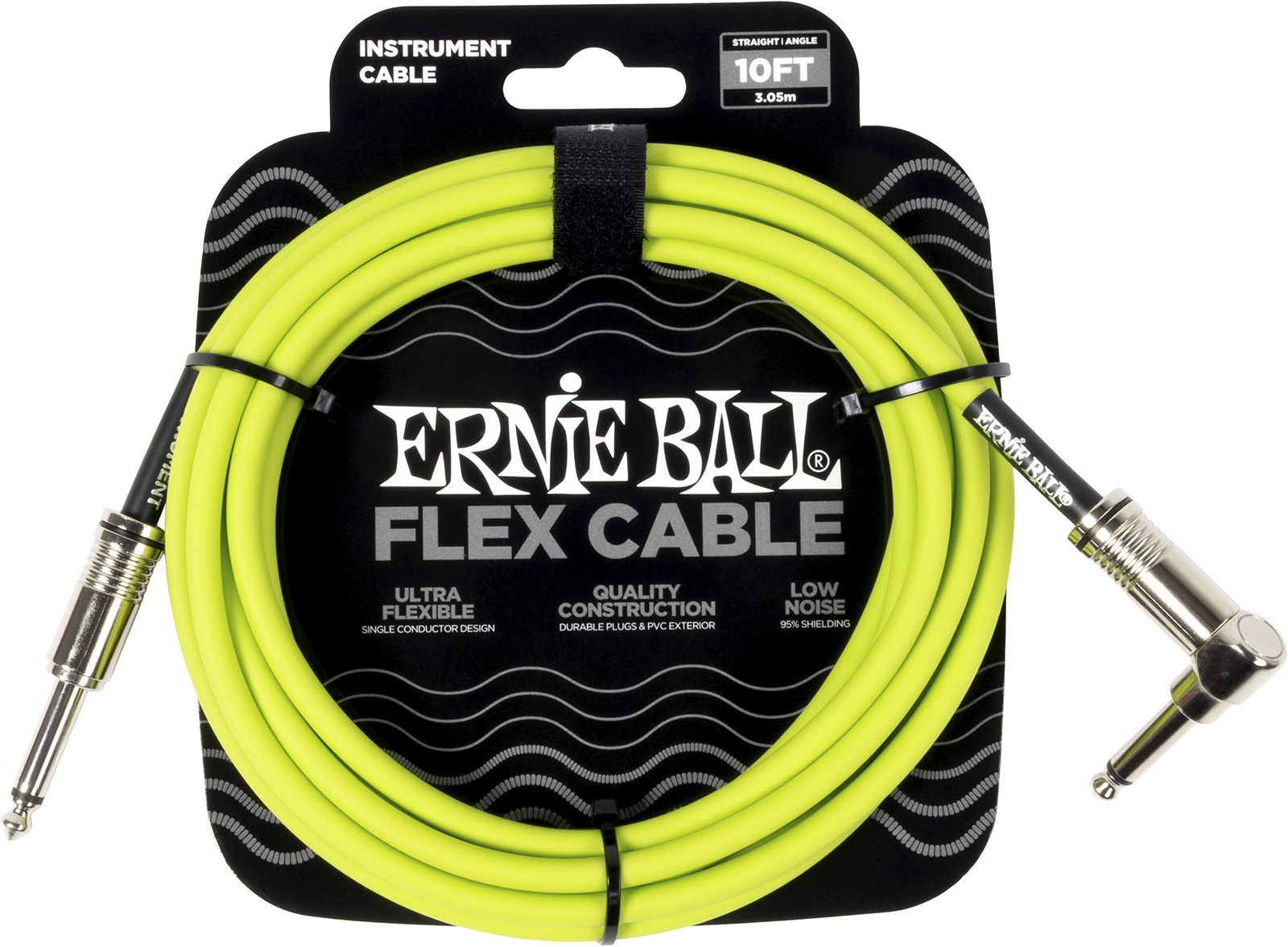 Ernie ball Flex instrument cables jack/angled jack 3m green